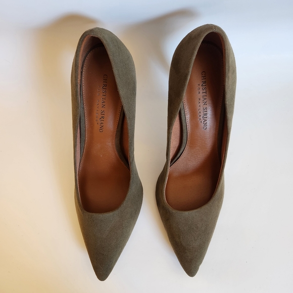 Christian Siriano Heels Olive Green,  Suede Heels, Size 9.5 - Picture 3 of 11